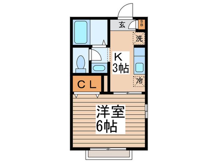 グリーンテラスK(1K/1階)の間取り写真