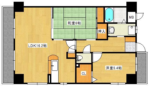 なかすじ壱番館(2LDK/8階)の間取り写真