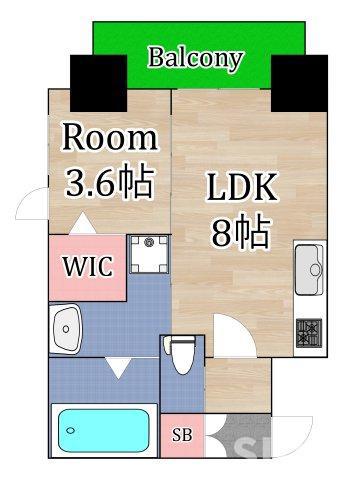 守口プライマリーワン(1LDK/9階)の間取り写真