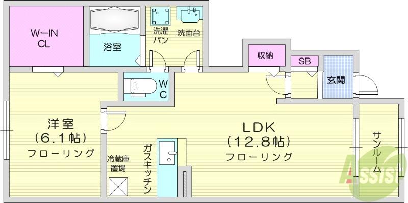 グレースヒルズⅡ(1LDK/1階)の間取り写真