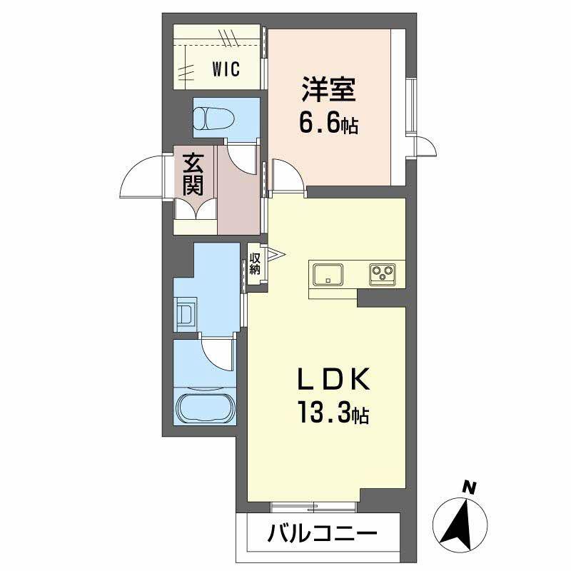 シャーメゾン定禅寺(1LDK/2階)の間取り写真