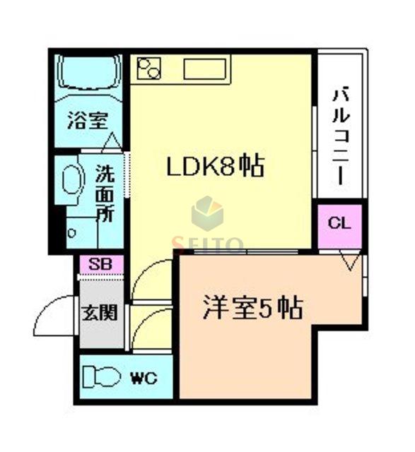HARU豊中曽根(1LDK/1階)の間取り写真