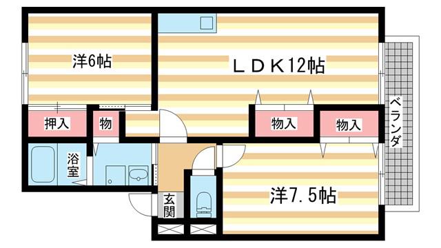 ラークハイムII(2LDK/2階)の間取り写真
