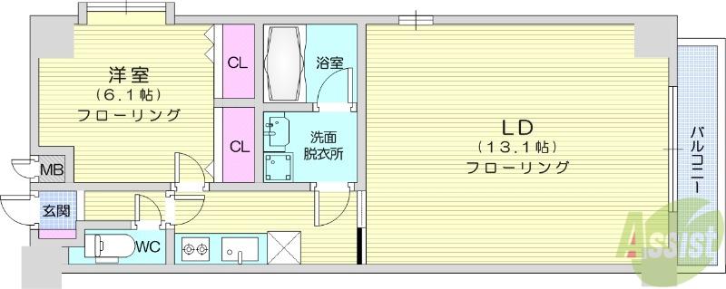 ル・セザンヌ(1LDK/1階)の間取り写真