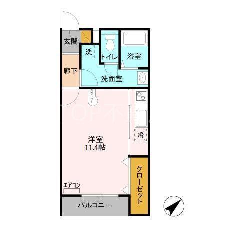 クレール・シャンブル(ワンルーム/1階)の間取り写真
