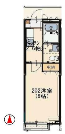 エルメゾン西立川(1K/2階)の間取り写真