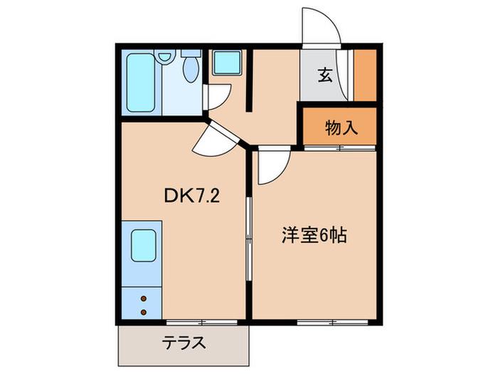 ベルメゾン(1DK/1階)の間取り写真