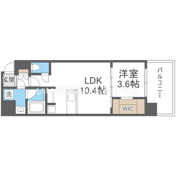 ブエナビスタ難波タワー(1LDK/13階)の間取り写真