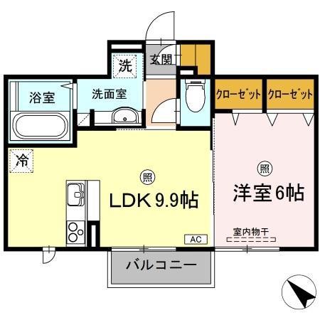 カーサ ルミナスIII(1LDK/2階)の間取り写真