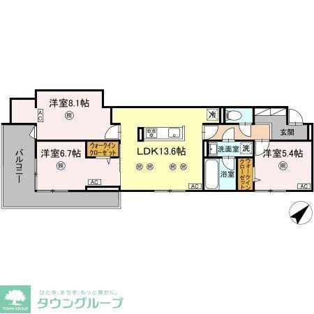 ウィンザーコート金田西(3LDK/2階)の間取り写真