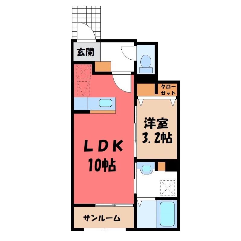 PLACIDE(1LDK/1階)の間取り写真