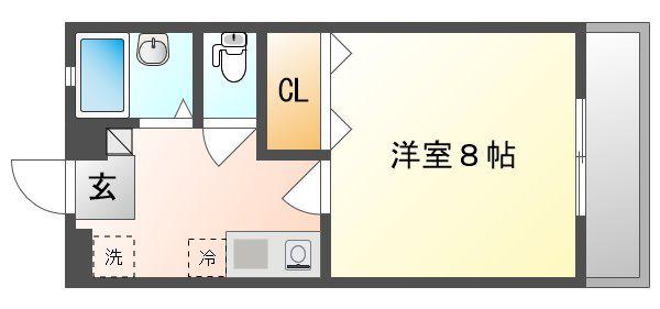 ヴェルデ大元駅前(1K/2階)の間取り写真