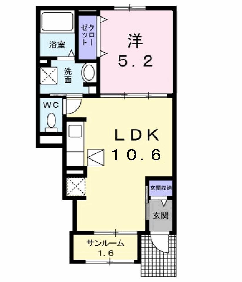 タイム ロード(1LDK/1階)の間取り写真