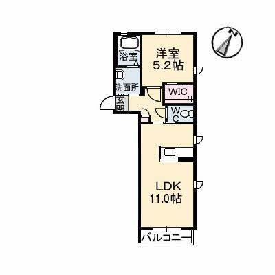 シャーメゾンアルモニー壱番館(1LDK/2階)の間取り写真