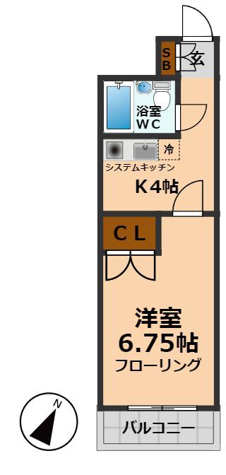 グリーンパレス(1DK/2階)の間取り写真