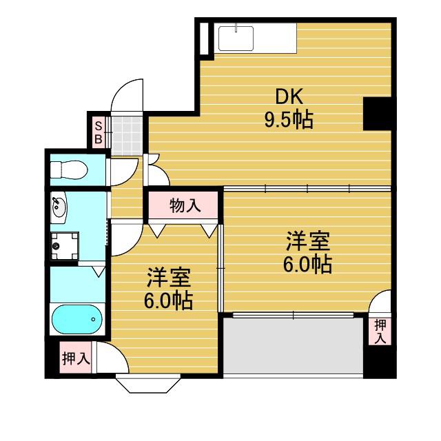 パレス東洋小松館(2DK/5階)の間取り写真