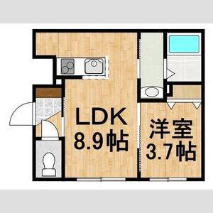 恵庭市福住町3丁目MS(1LDK/2階)の間取り写真