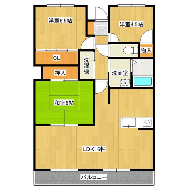 モンソレイユ(3LDK/3階)の間取り写真