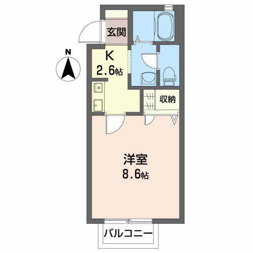 シャンドール東通(1K/2階)の間取り写真