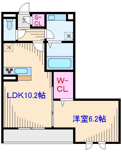 グリチネ(1LDK/3階)の間取り写真