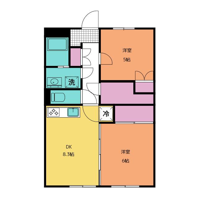 クエスト検見川(2DK/1階)の間取り写真
