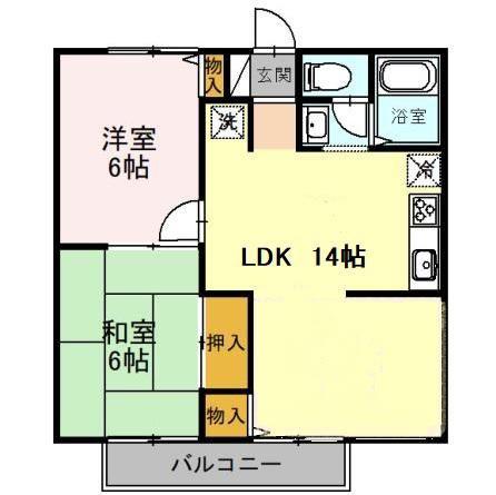 メゾンドネージュⅠ・Ⅱ(2LDK/1階)の間取り写真