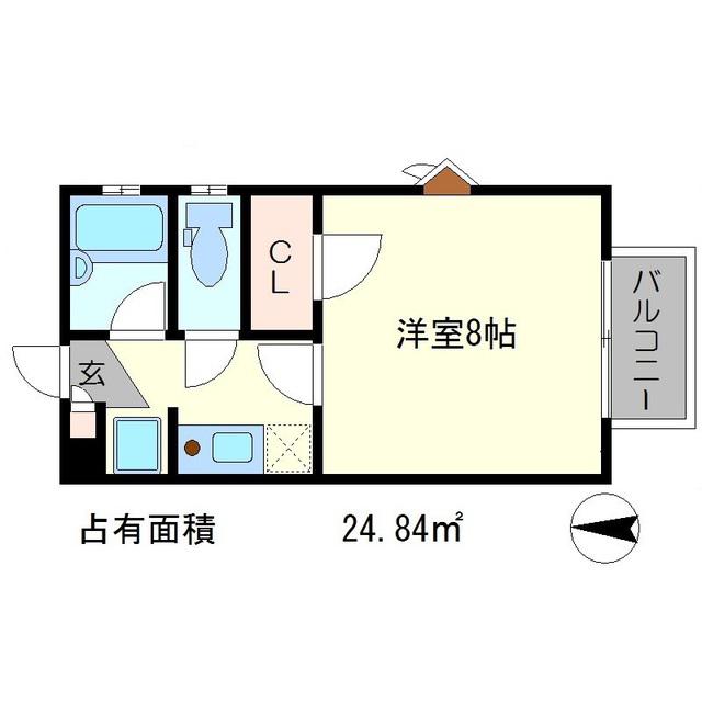 COMFY COURT京都下鴨(1K/1階)の間取り写真