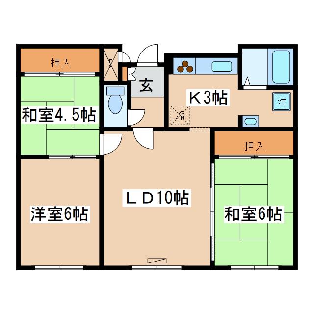 ハーバーヒルズ(3LDK/2階)の間取り写真