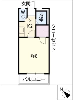 ランドマーク三ノ輪II(1K/2階)の間取り写真