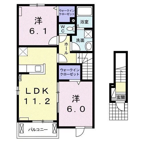 モンステラB(2LDK/2階)の間取り写真