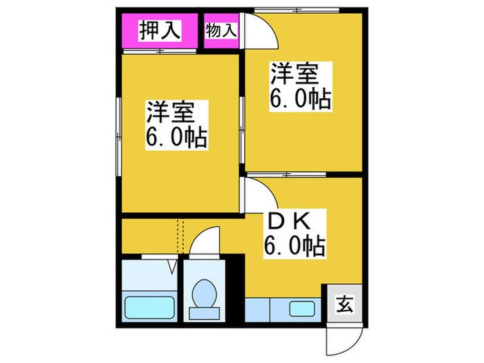 正栄マンション(2DK/2階)の間取り写真
