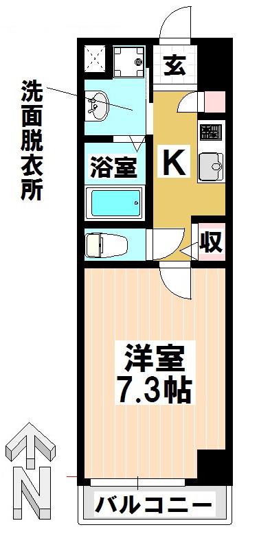エンゼルハイム東町(1K/4階)の間取り写真