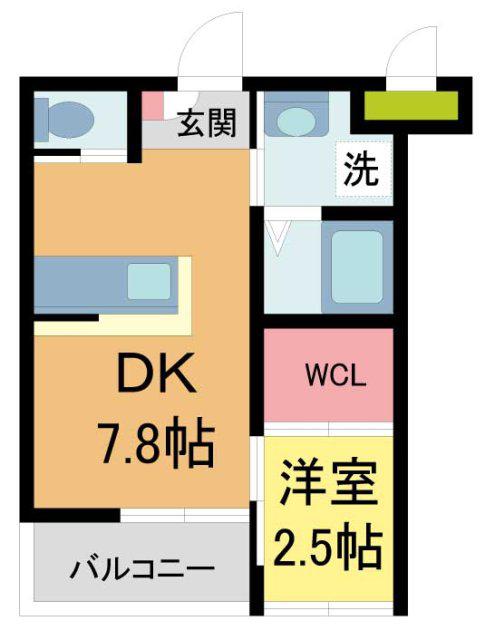 リアコート石橋III(1DK/1階)の間取り写真