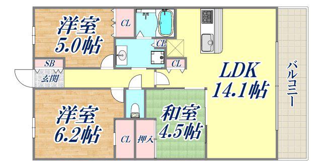 摩耶シティステーションゲート(3LDK/11階)の間取り写真