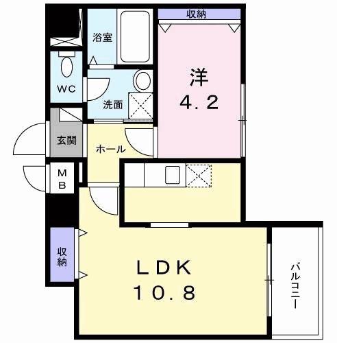 アクアーリオ(1LDK/1階)の間取り写真