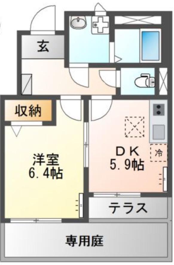 パークテラス・つつじヶ丘(1DK/1階)の間取り写真