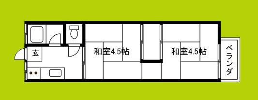 コーポ中谷(2K/1階)の間取り写真