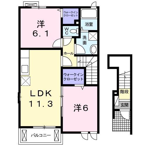 アルトプエンテ(2LDK/2階)の間取り写真