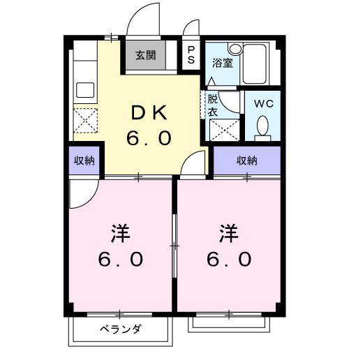 タムラハイツ(2DK/2階)の間取り写真