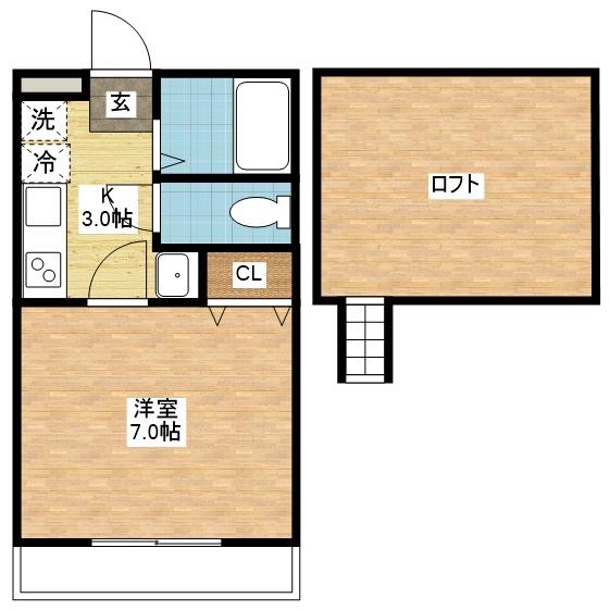 SIGNPOST戸石B(1K/1階)の間取り写真