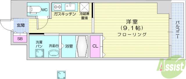 ウエストパーク支倉(1K/11階)の間取り写真