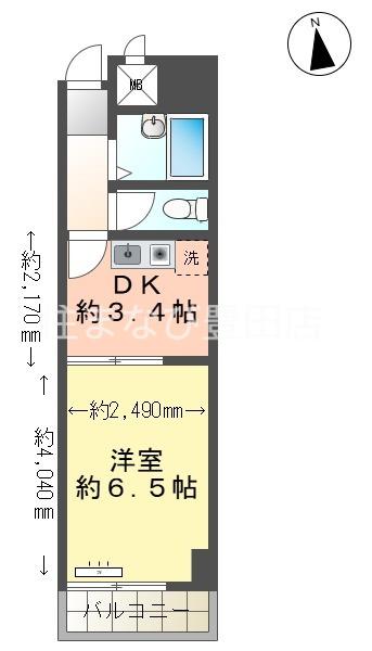 A-FLAT(1DK/4階)の間取り写真