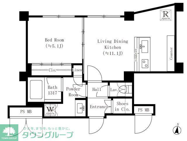 リハイツ長者丸(1LDK/1階)の間取り写真
