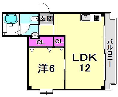 エトールI(1LDK/2階)の間取り写真