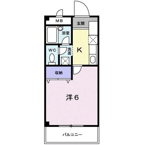 ラ・カーサ弐番館(1K/1階)の間取り写真