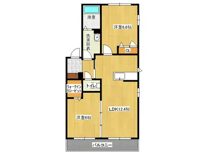 PRADO陣原(2LDK/3階)の間取り写真