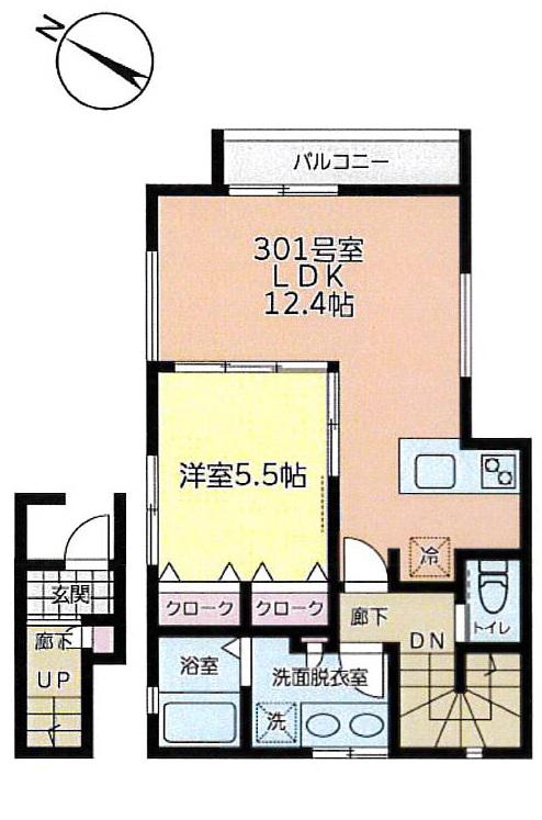 プレミアコート 新宿柏木(1LDK/3階)の間取り写真