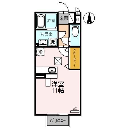 ウィル花堂(ワンルーム/1階)の間取り写真