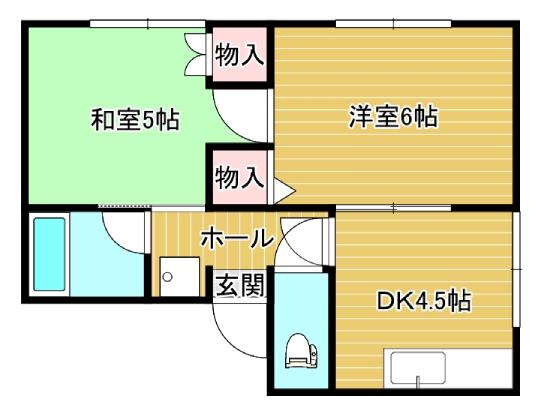 馬医ハイツ(2DK/2階)の間取り写真