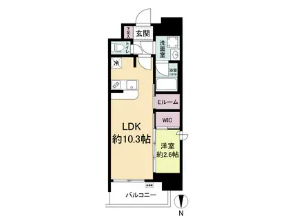 セレニテフラン本町(1LDK/12階)の間取り写真